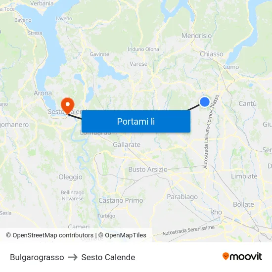 Bulgarograsso to Sesto Calende map
