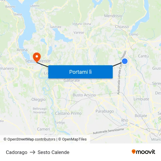 Cadorago to Sesto Calende map
