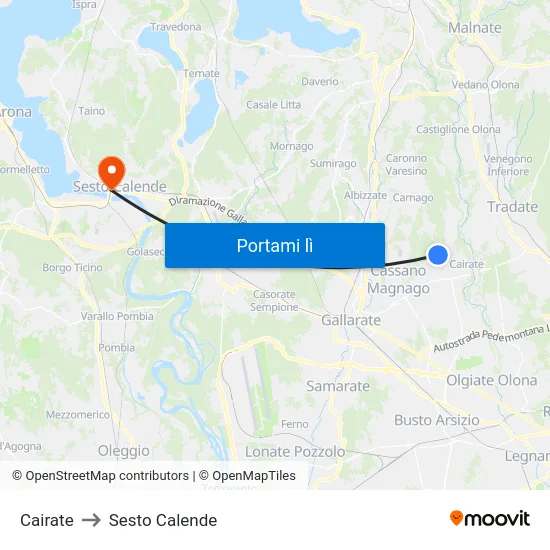 Cairate to Sesto Calende map