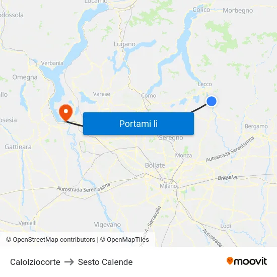 Calolziocorte to Sesto Calende map