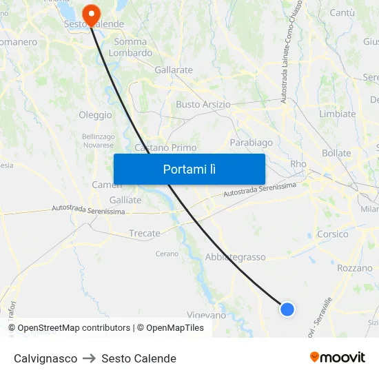 Calvignasco to Sesto Calende map