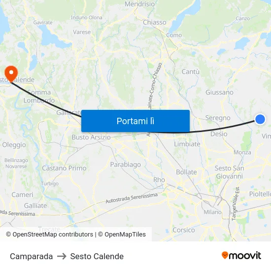 Camparada to Sesto Calende map