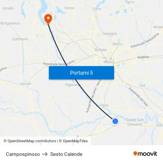 Campospinoso to Sesto Calende map