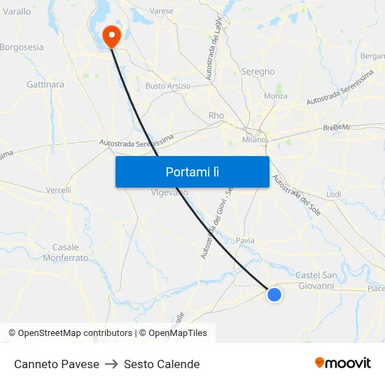 Canneto Pavese to Sesto Calende map