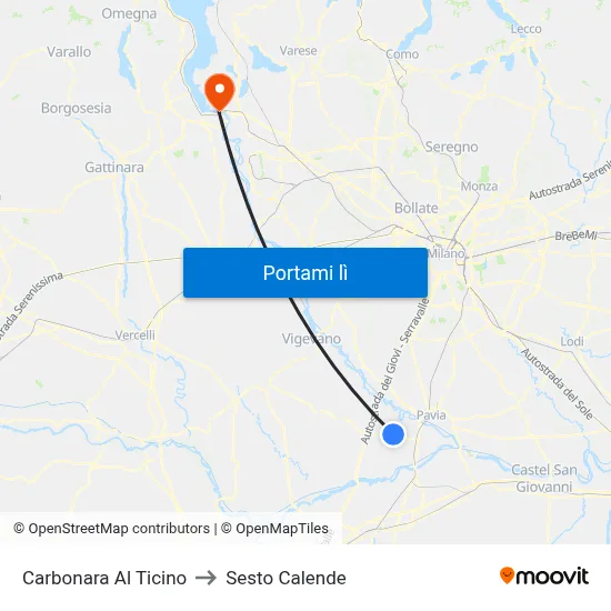Carbonara Al Ticino to Sesto Calende map