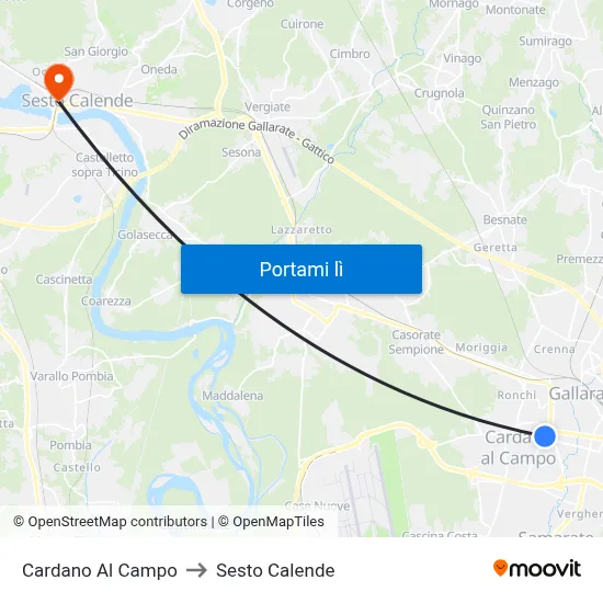 Cardano Al Campo to Sesto Calende map