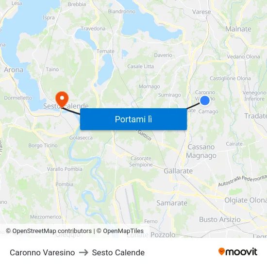 Caronno Varesino to Sesto Calende map