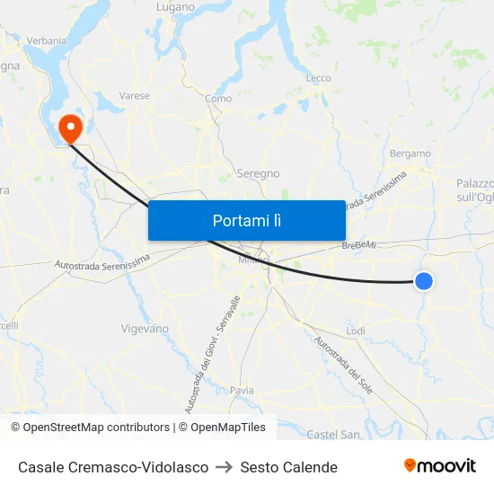 Casale Cremasco-Vidolasco to Sesto Calende map