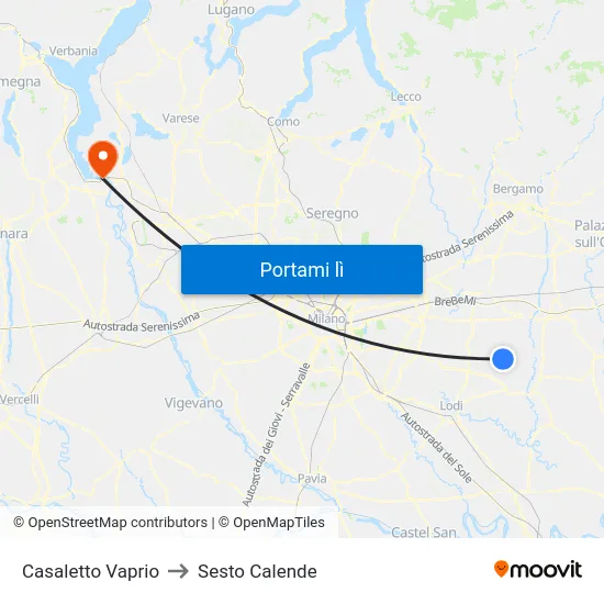 Casaletto Vaprio to Sesto Calende map