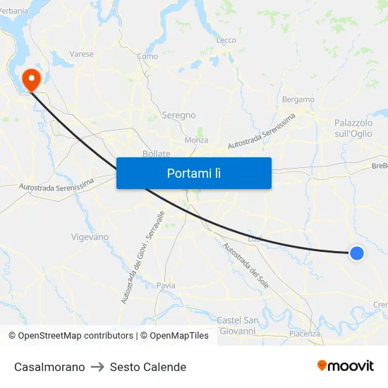 Casalmorano to Sesto Calende map