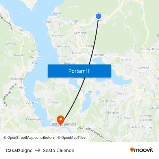 Casalzuigno to Sesto Calende map