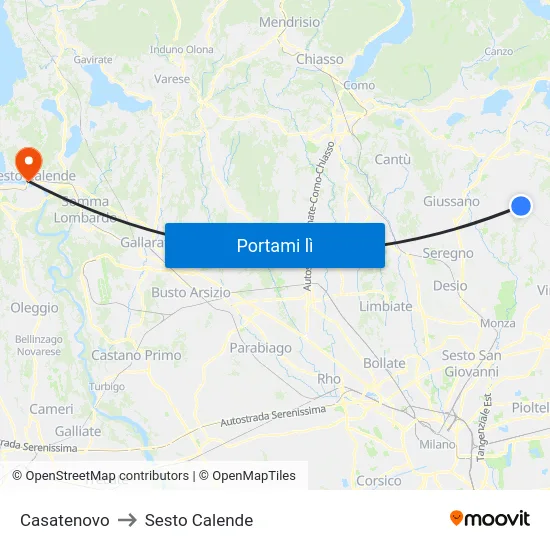 Casatenovo to Sesto Calende map