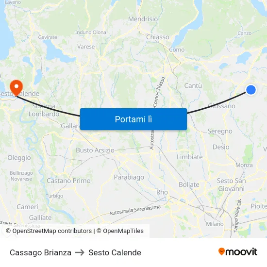 Cassago Brianza to Sesto Calende map
