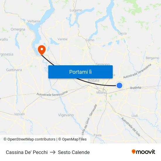Cassina De' Pecchi to Sesto Calende map