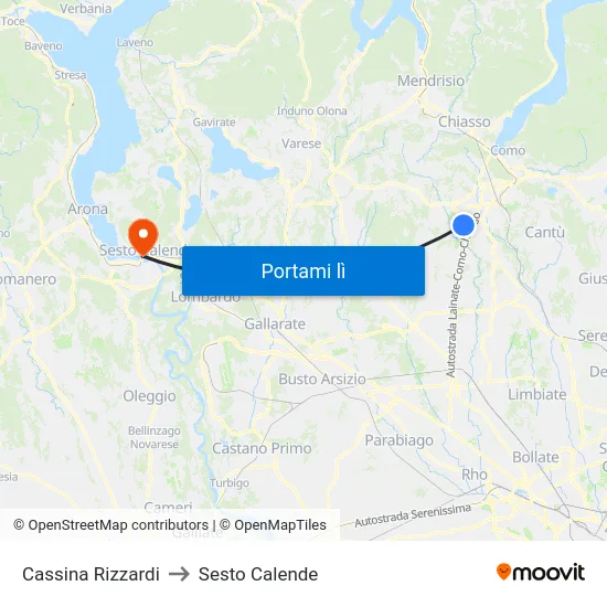 Cassina Rizzardi to Sesto Calende map