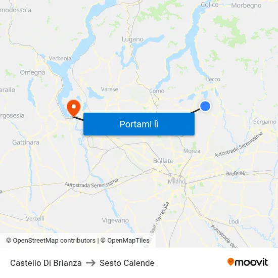 Castello Di Brianza to Sesto Calende map
