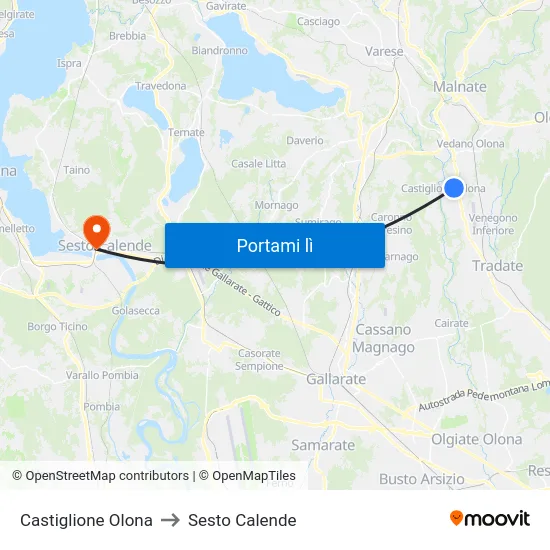 Castiglione Olona to Sesto Calende map