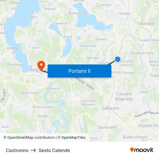 Castronno to Sesto Calende map