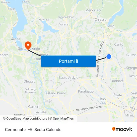 Cermenate to Sesto Calende map