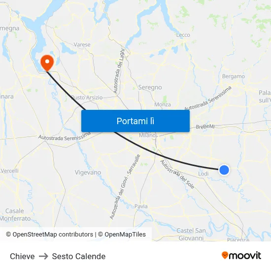 Chieve to Sesto Calende map