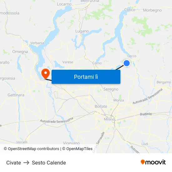 Civate to Sesto Calende map