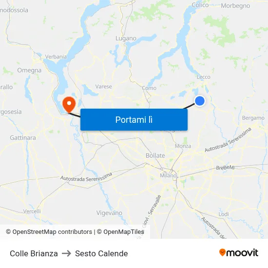 Colle Brianza to Sesto Calende map
