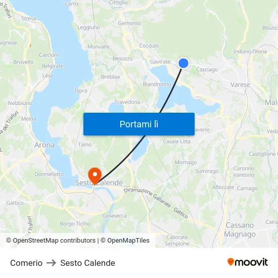 Comerio to Sesto Calende map