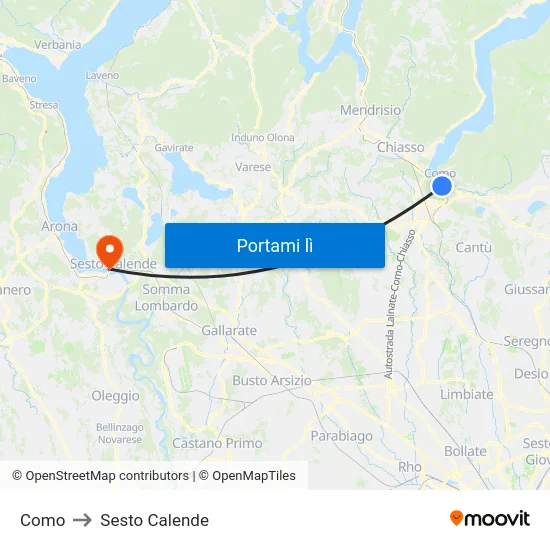 Como to Sesto Calende map