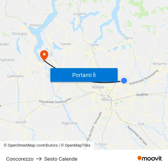 Concorezzo to Sesto Calende map