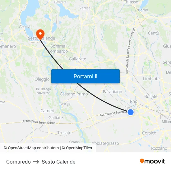 Cornaredo to Sesto Calende map
