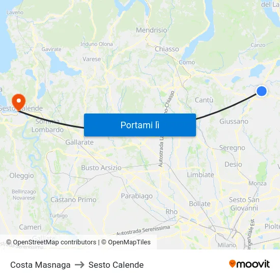 Costa Masnaga to Sesto Calende map
