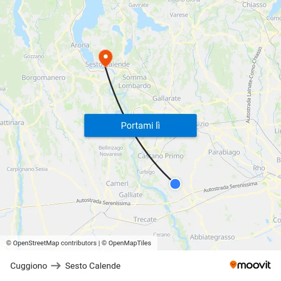 Cuggiono to Sesto Calende map
