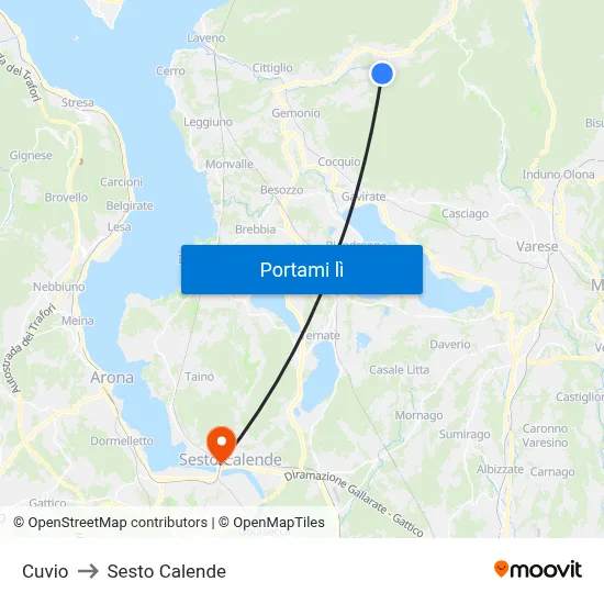 Cuvio to Sesto Calende map