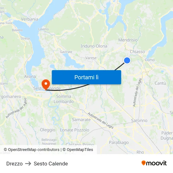 Drezzo to Sesto Calende map