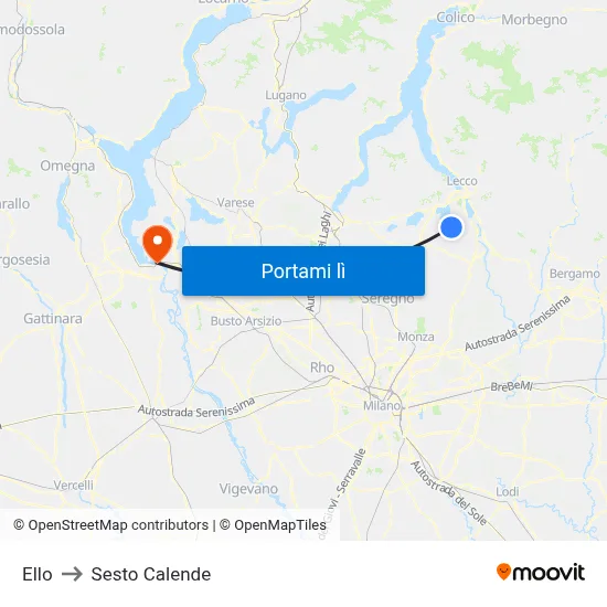 Ello to Sesto Calende map