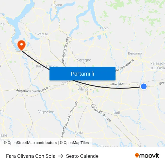 Fara Olivana Con Sola to Sesto Calende map