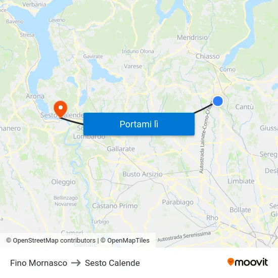 Fino Mornasco to Sesto Calende map