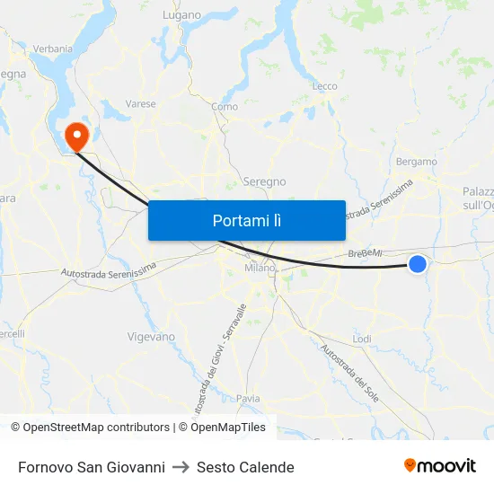 Fornovo San Giovanni to Sesto Calende map