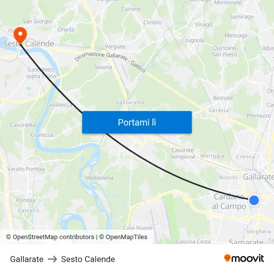 Gallarate to Sesto Calende map