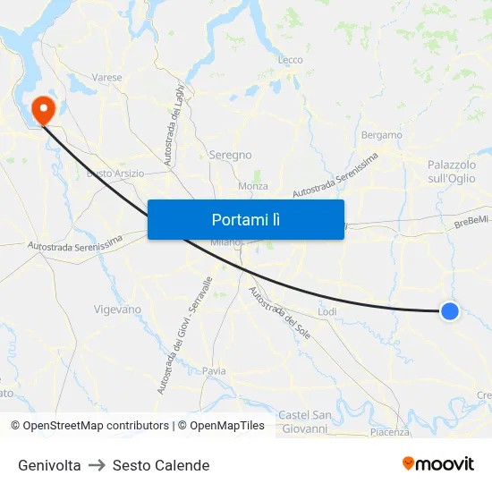Genivolta to Sesto Calende map