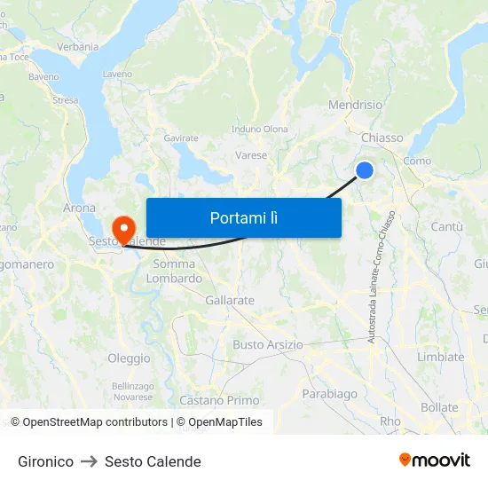 Gironico to Sesto Calende map