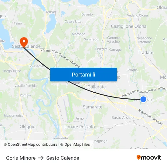 Gorla Minore to Sesto Calende map