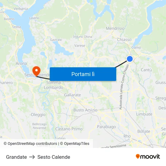 Grandate to Sesto Calende map