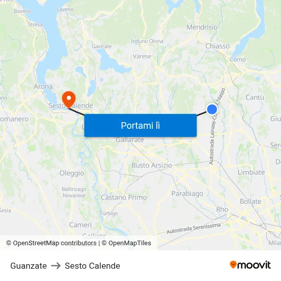 Guanzate to Sesto Calende map