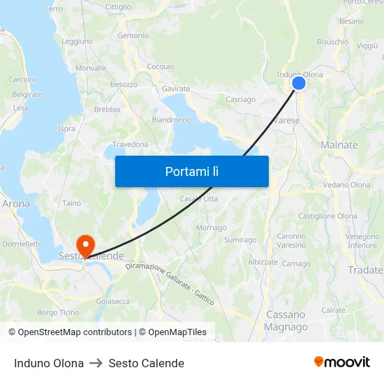 Induno Olona to Sesto Calende map
