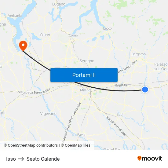 Isso to Sesto Calende map