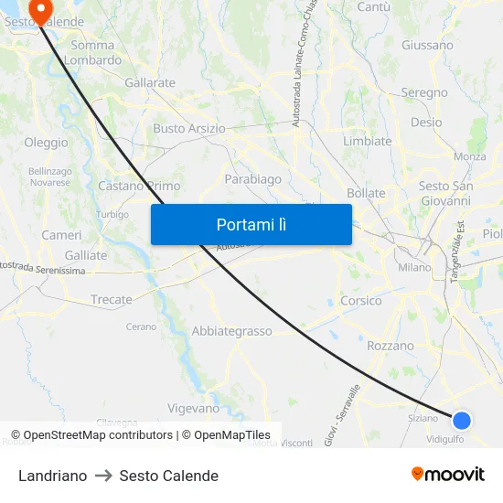 Landriano to Sesto Calende map