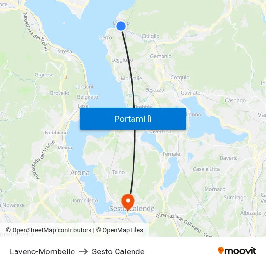 Laveno-Mombello to Sesto Calende map