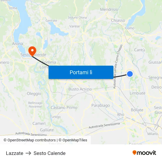 Lazzate to Sesto Calende map