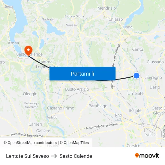 Lentate Sul Seveso to Sesto Calende map